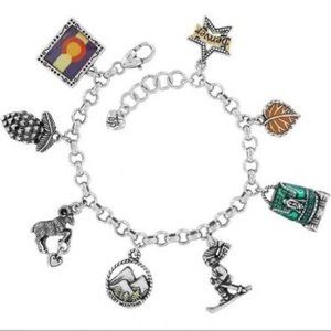Brighton Colorado State Charm Bracelet New With Tags W/ Heart Gift/Tin box